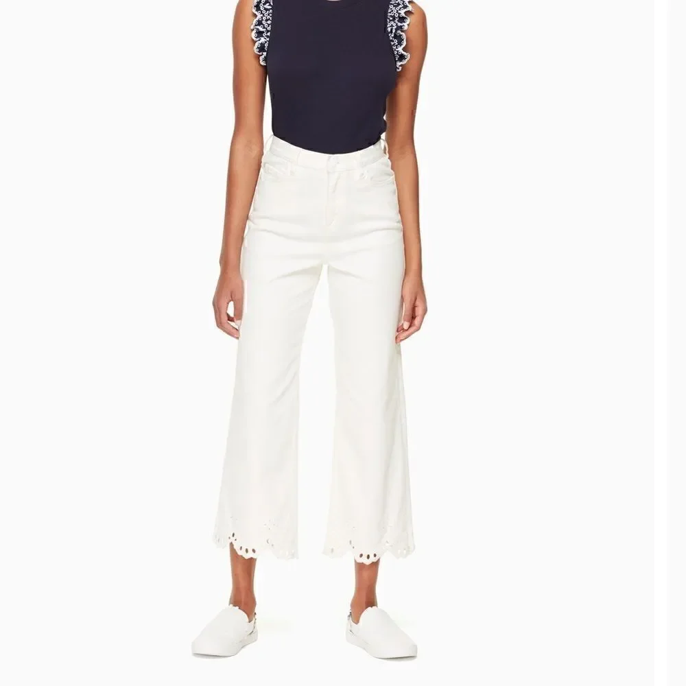kate spade / cutwork denim white high waist jeans